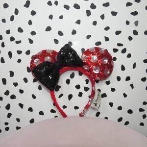 Disney Parks Red Sequin Polka Dot Minnie Mouse Ears Headband